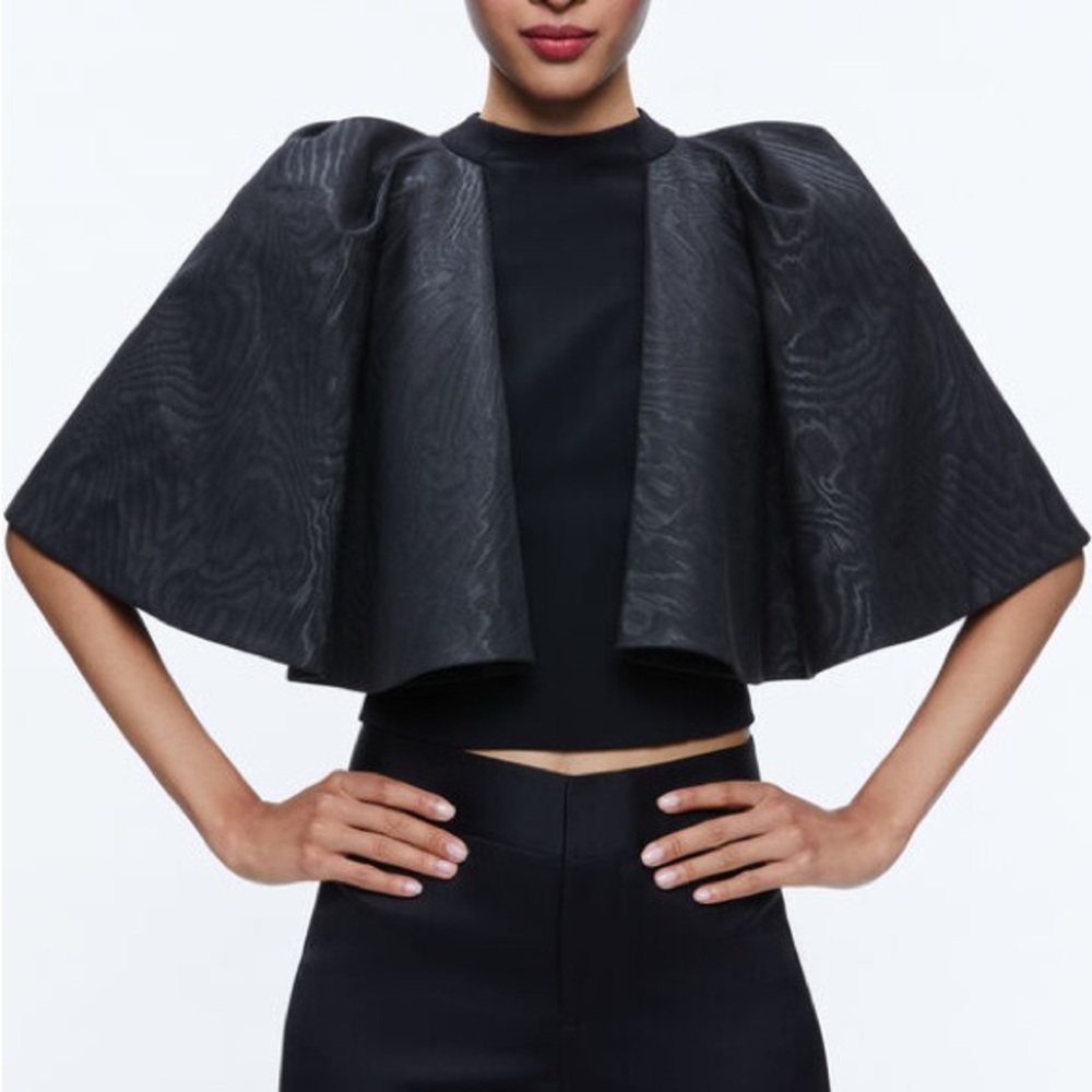Alice + Olivia Sergia Black Cape Sleeve Top Women's Size XS